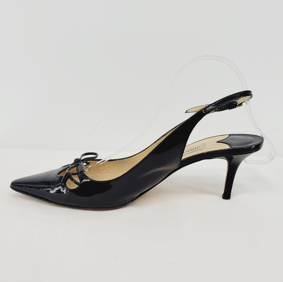 Jimmy Choo Soft Patent Pointed-Toe Slingback Pump in Black Size 8.5 - Picture 5 of 13